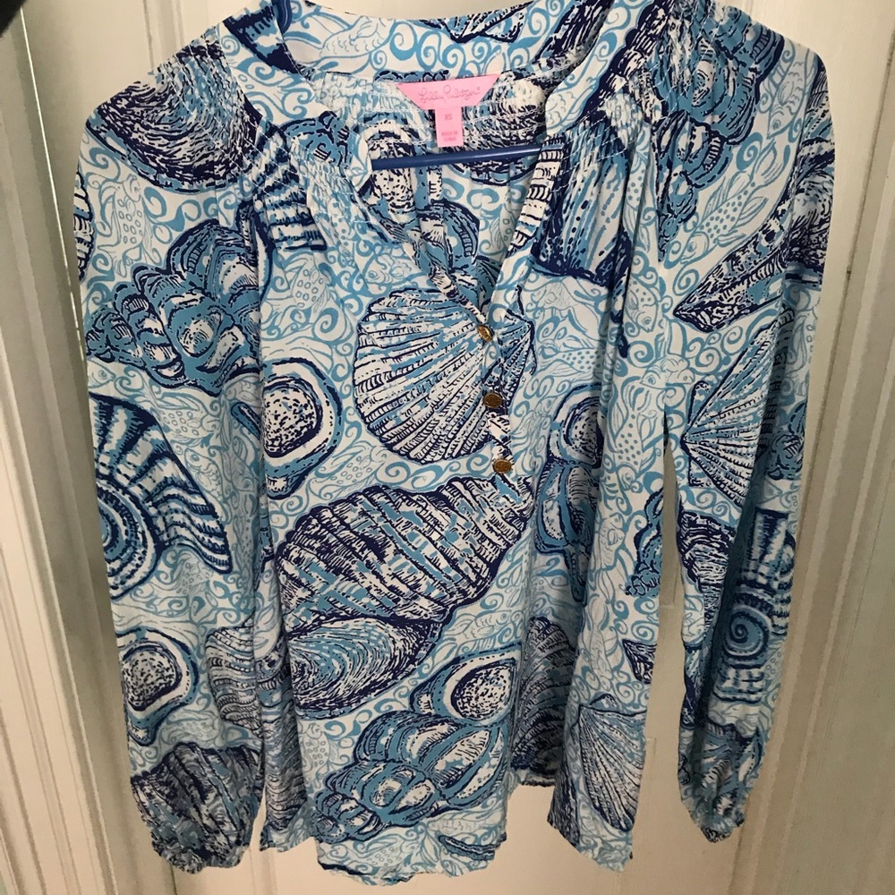 Lilly Pulitzer Elsa Top in Blue Stuffed Shells